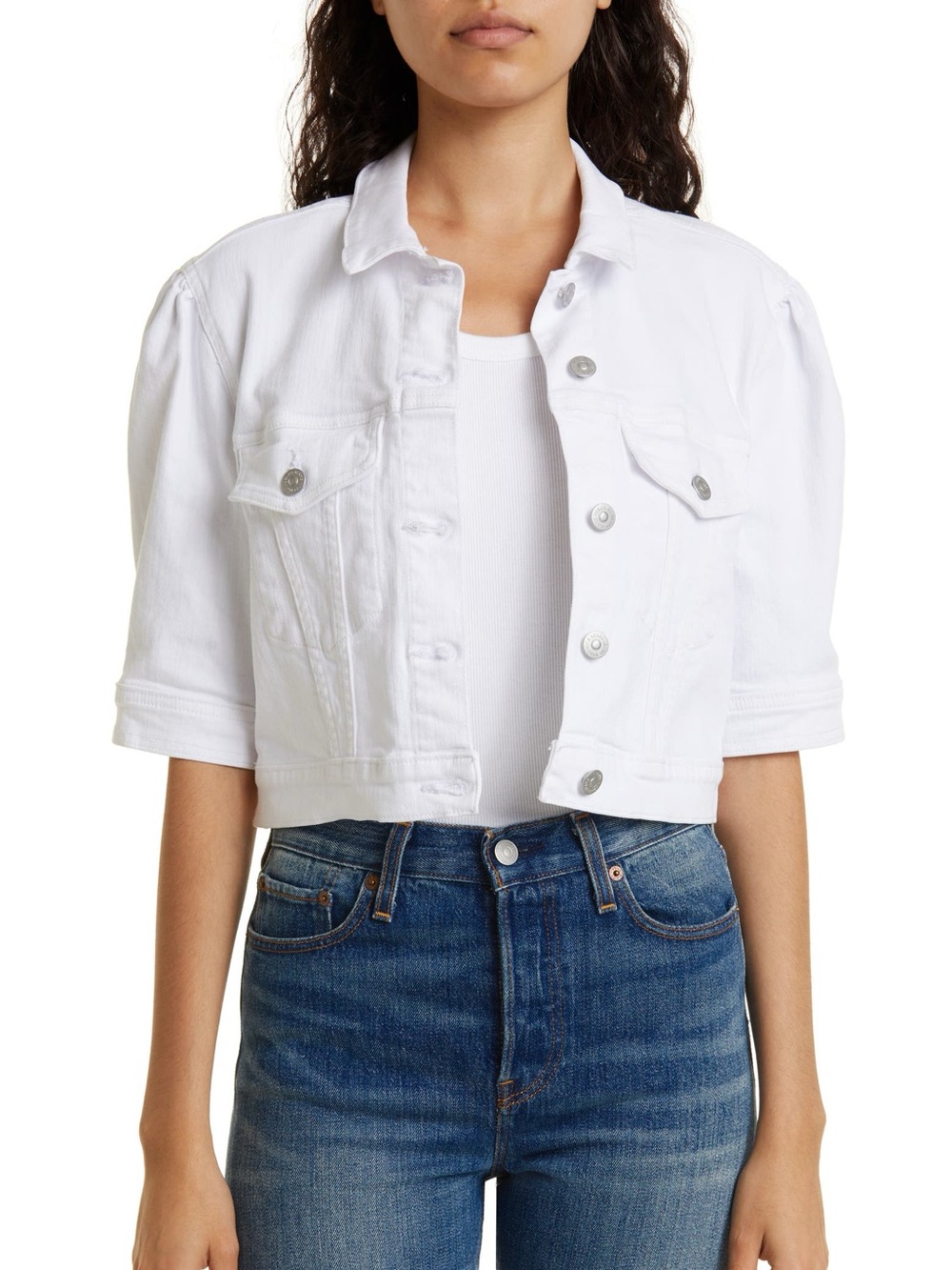 Veronica Beard Cropped White Women's Denim Jacket